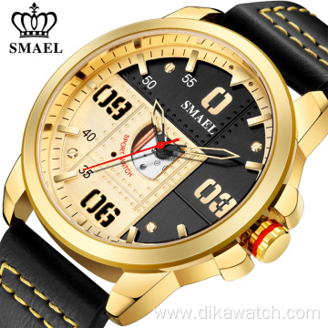 SMAEL New Mens Watches Top Brand Leather Waterproof